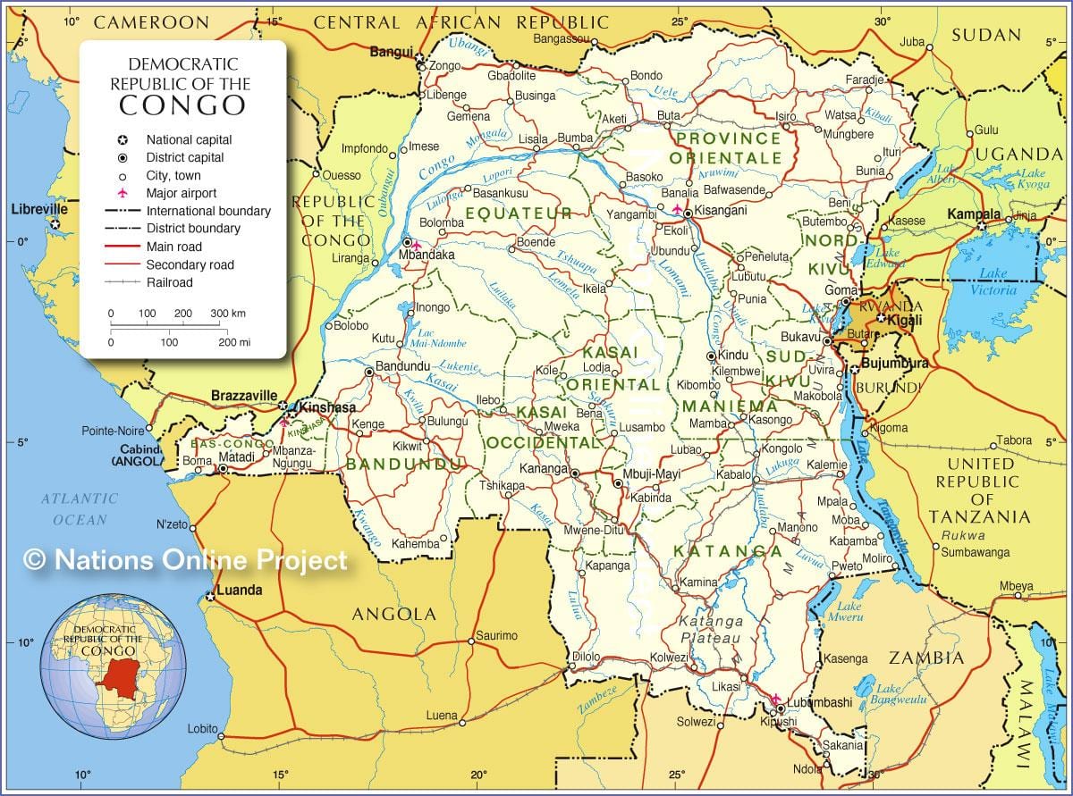 नक्शे के कांगो लोकतांत्रिक गणराज्य
